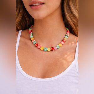 ALE-HOP Colorful Fruit Beaded Necklace Citrus Apple Avocado Adjustable Spain New